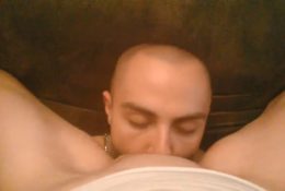 Licking cunt while she sits on face